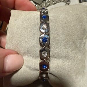 Elegant Silver and Blue Gemstone Bracelet